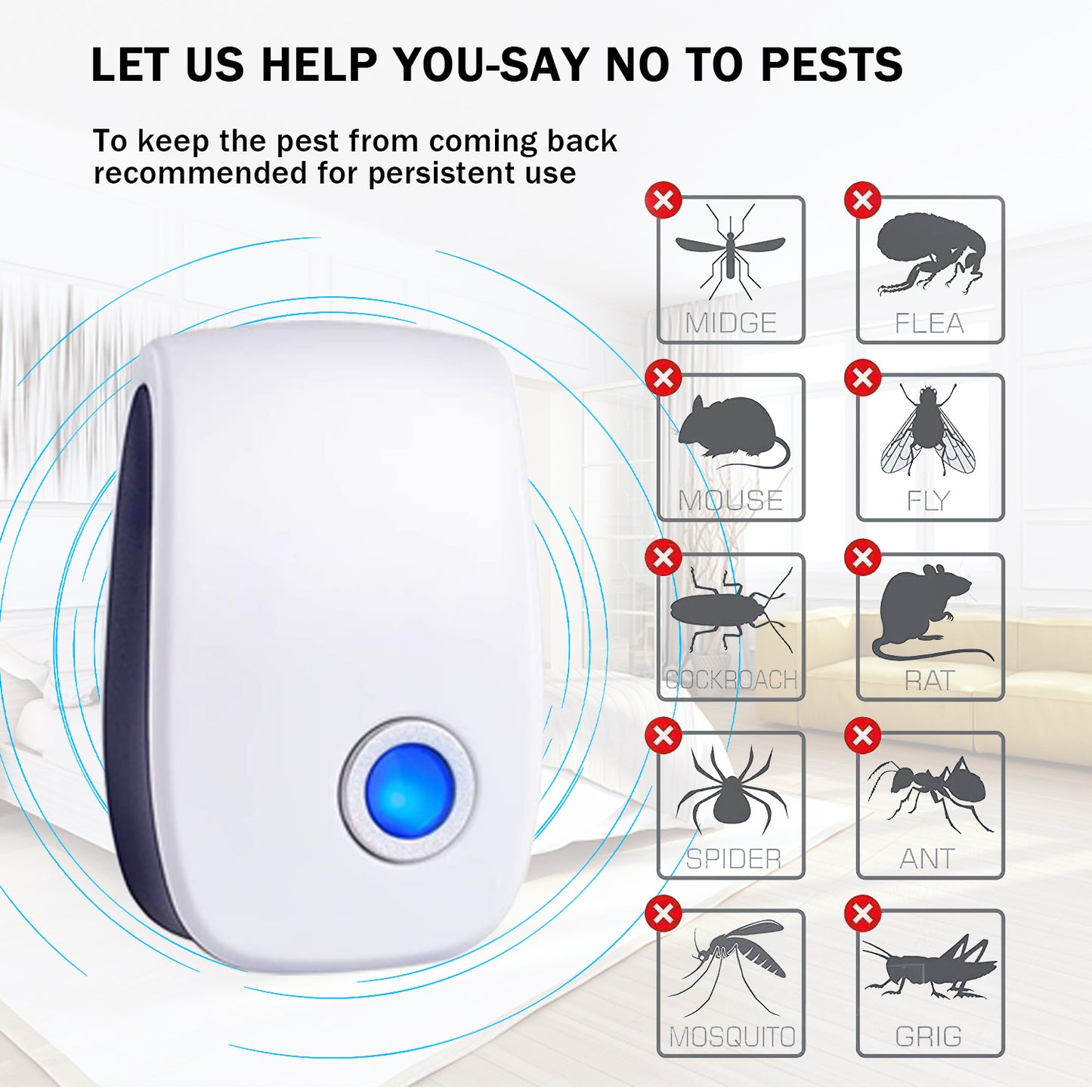 Upgraded Ultrasonic Pest Control Repeller Pest Control Electronic Pest Repellent Plug in Indoor for Rodents Mice Cockroach Bug Roach Mosquitoes Insects Spiders 6 Packs